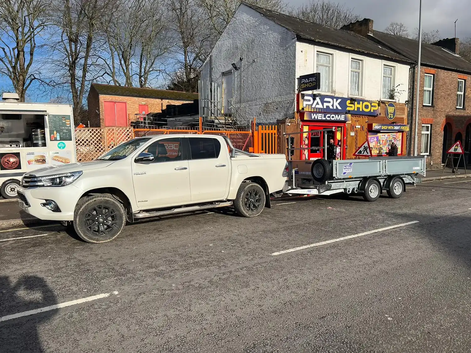 trailer outside shop